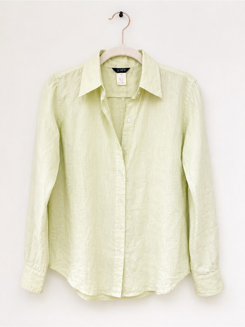 J.Crew 100% Linen Button-Up Shirt | Small | Pale Pistachio Green